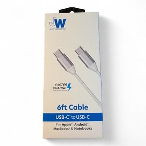 Just Wireless 6ft USB-C to USB-C Cable NIB